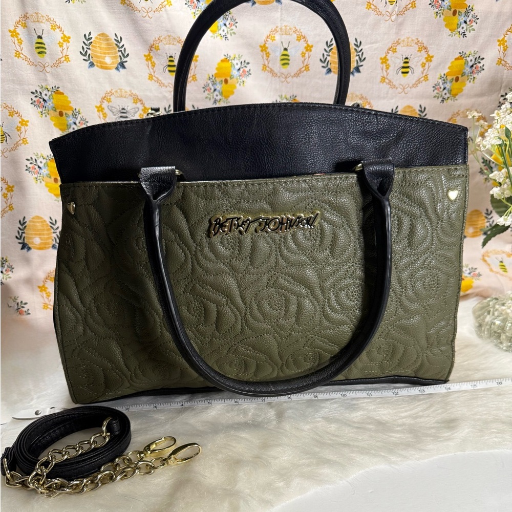 Betsey Johnson Black and Olive Tote